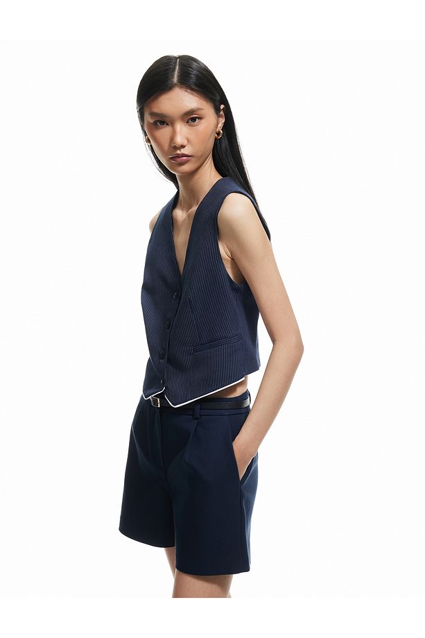 Regular Fit Kemerli Yüksek Bel Mini Şort - 3