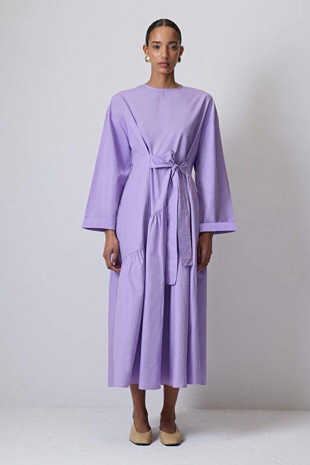 100% Cotton Poplin Dress with Belt Detail