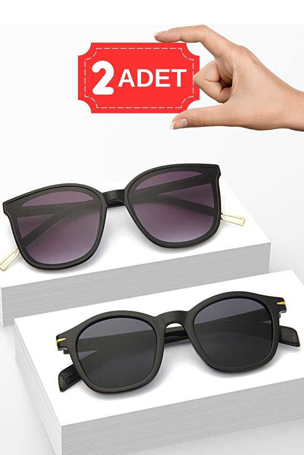 2-Piece Women's Men's Black Opportunity Set Sunglasses