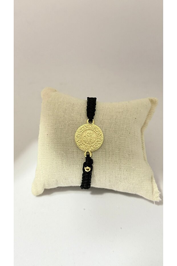 Black Macrame Bracelet with Gold Color Luck Locket – Adjustable & Water Resistant