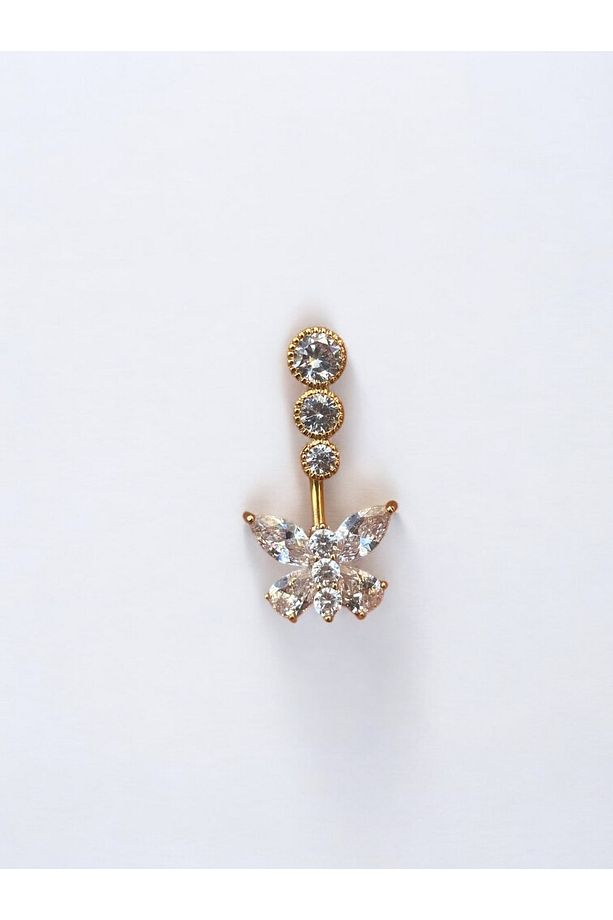 Çelik Kelebek Detaylı Göbek Piercing - 3