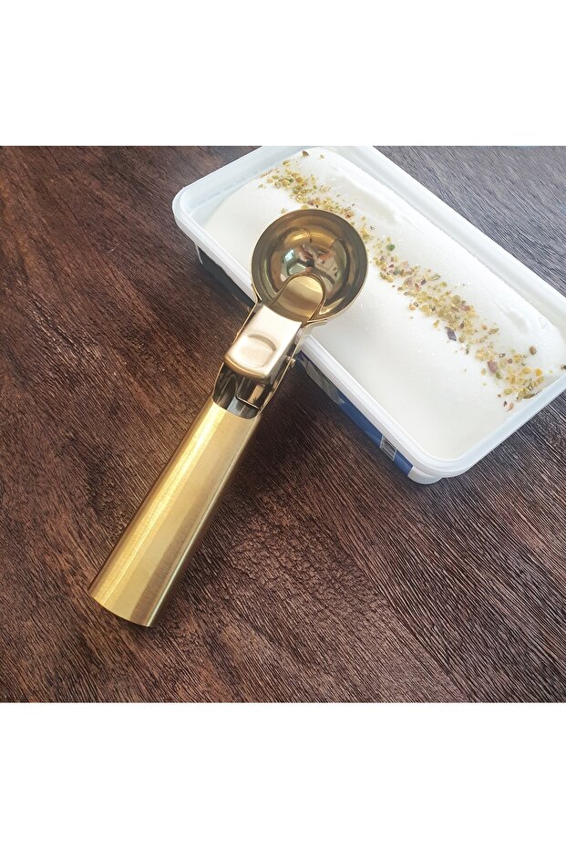 Gold Stainless Steel Cookies Halva Ice Cream Serving Presentation Spoon 18 cm