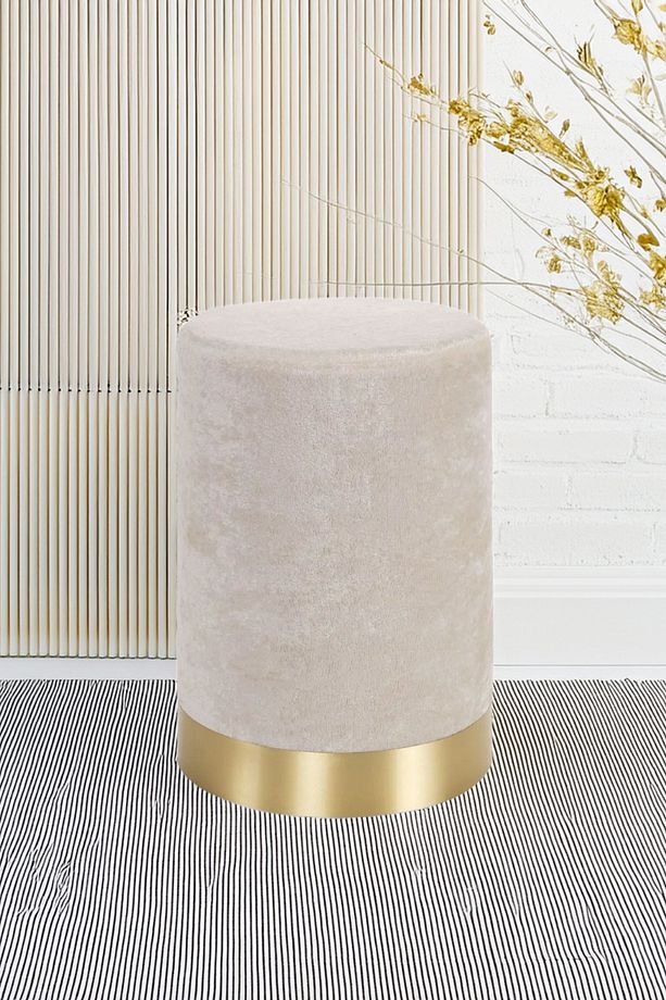 Şönil Kumaş Silindir Dekoratif Puf Bench Cozy Nest Krem - 1