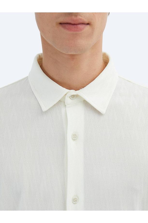 Ekru Desenli Regular Fit Casual Gömlek - 5