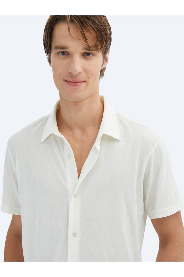 Ekru Desenli Regular Fit Casual Gömlek - 3