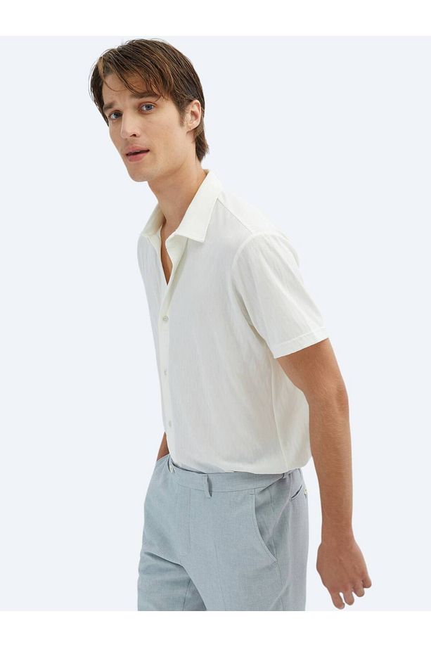 Ekru Desenli Regular Fit Casual Gömlek - 4