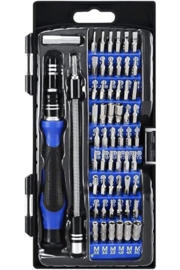 مجموعة مفكات براغي دقيقة مغناطيسية مع 54 قطعة، فضية - 1