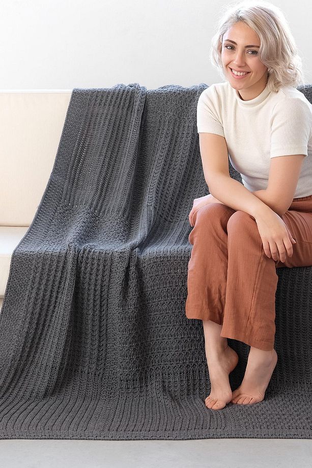 Rebecca Triko Örgü Yumuşak Yatak Örtüsü, Koltuk Örtüsü - 7