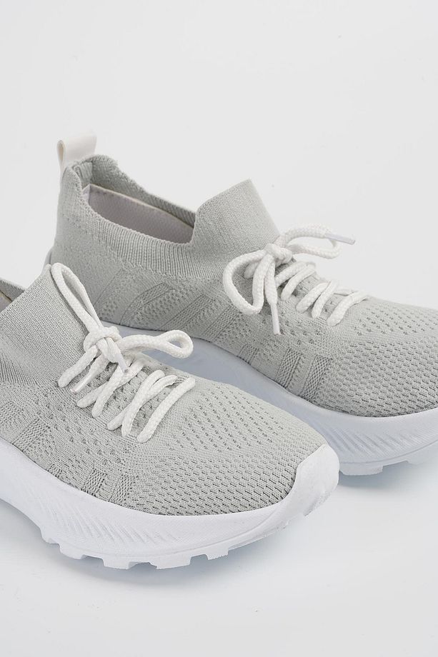 Kadın Gri Bağcıklı Triko Sneaker Byndsnkk40 - 5