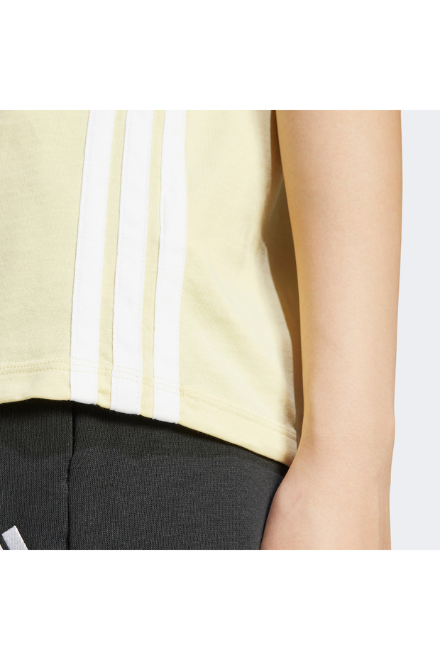 Essentials 3 Stripes Cotton Kadın Sarı T-Shirt - 6