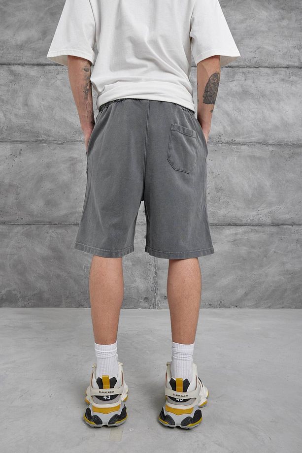 Füme Yıkamalı Oversize Şort - 3