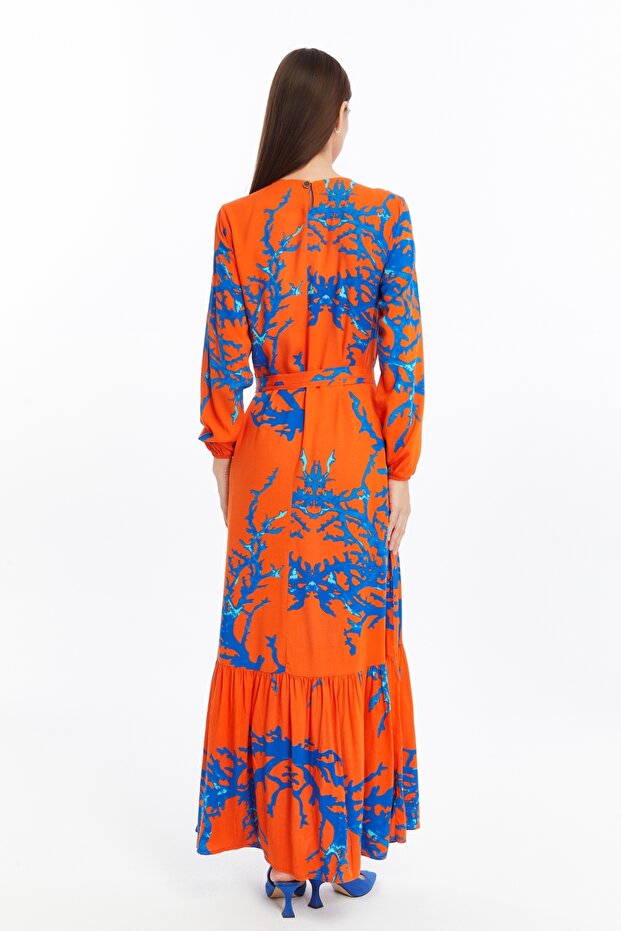 فستان دال منقوش بطيات - 5