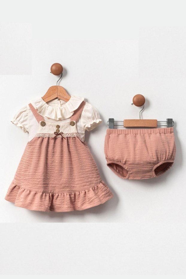 Baby Girl Lace and Button Detailed Pantyhose Set