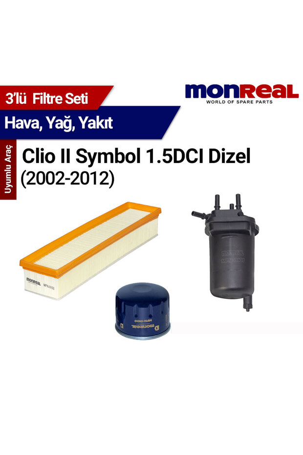 Clio II Symbol 1.5 DCI (2002-2012) Filtre Seti (Hava-Yağ-Yakıt) - MONREAL - 1