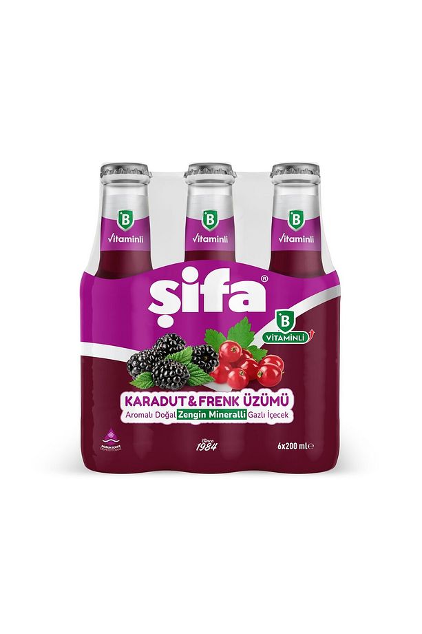 ŞİFA B VİTAMİNLİ KARADUT&FRENK ÜZÜM AROMALI DOĞAL ZENGİN MİNERALLİ SU 24*200 ML - 2
