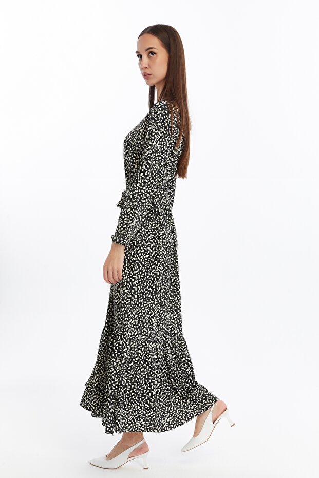 SİYAH DESENLİ ELBİSE - 4