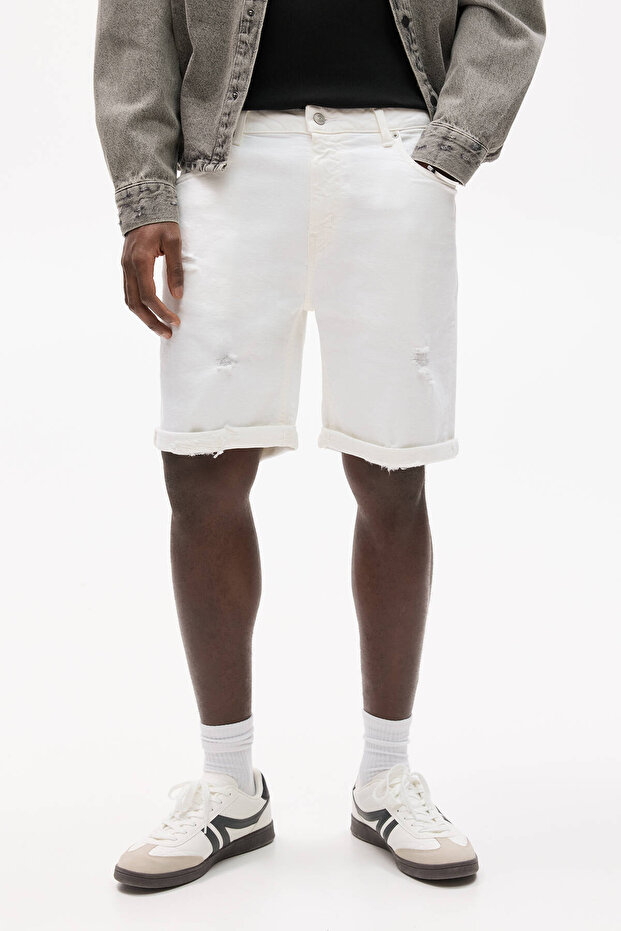 Distressed denim bermuda - 2