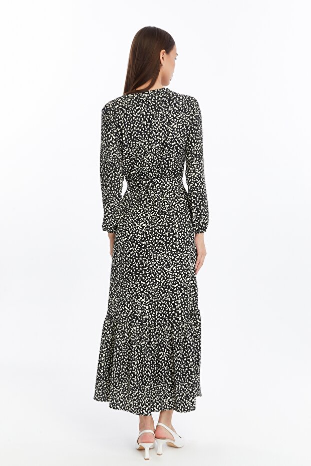 SİYAH DESENLİ ELBİSE - 5