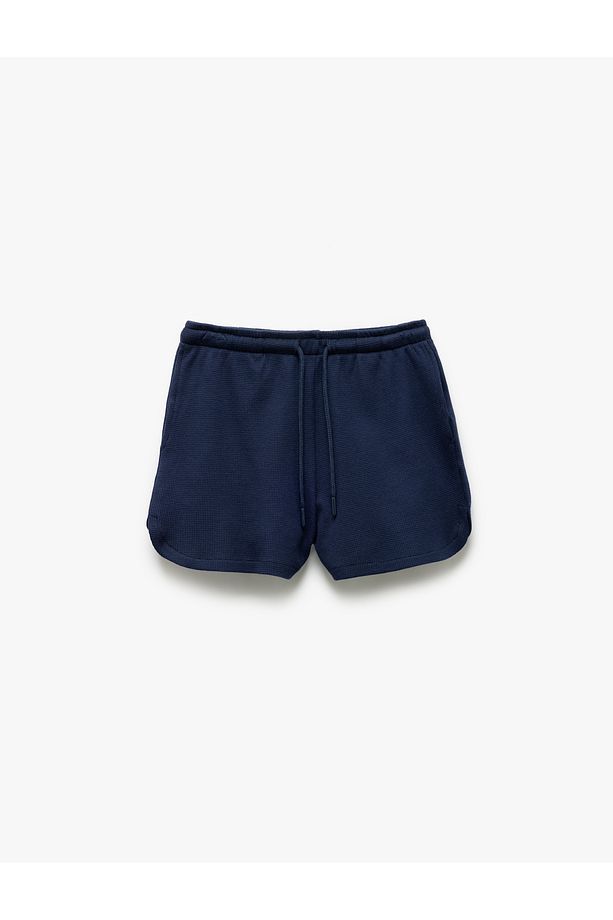 Pamuklu Beli Bağlamlı Cepli Dokulu Şort Pijama Altı - 3