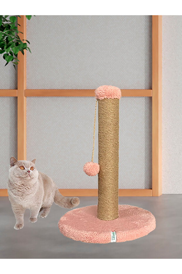 52 cm Cat Scratching Post - Round and Pompom Cat Scratching Post - 1