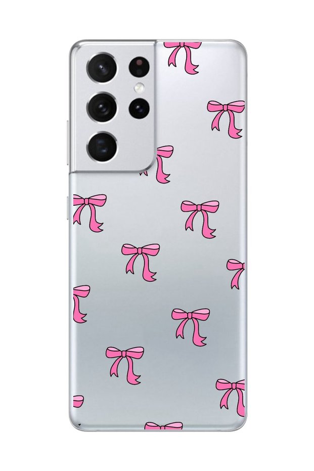 Samsung Galaxy S21 Ultra Compatible Transparent Case with Ribbon 3 Designs