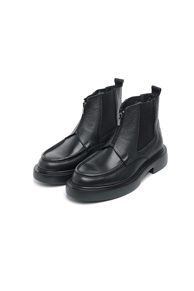 Fermuarlı Hakiki Deri Erkek Bot - 2