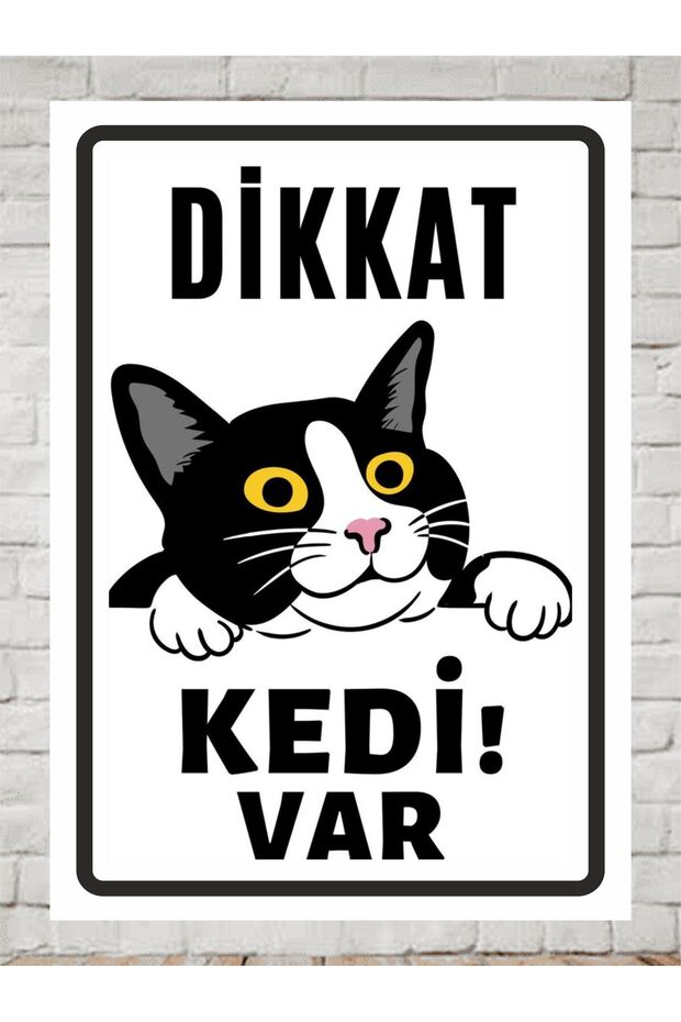 Attention Cat Present Sign Board 24X34 cm Polycarbonate Sign