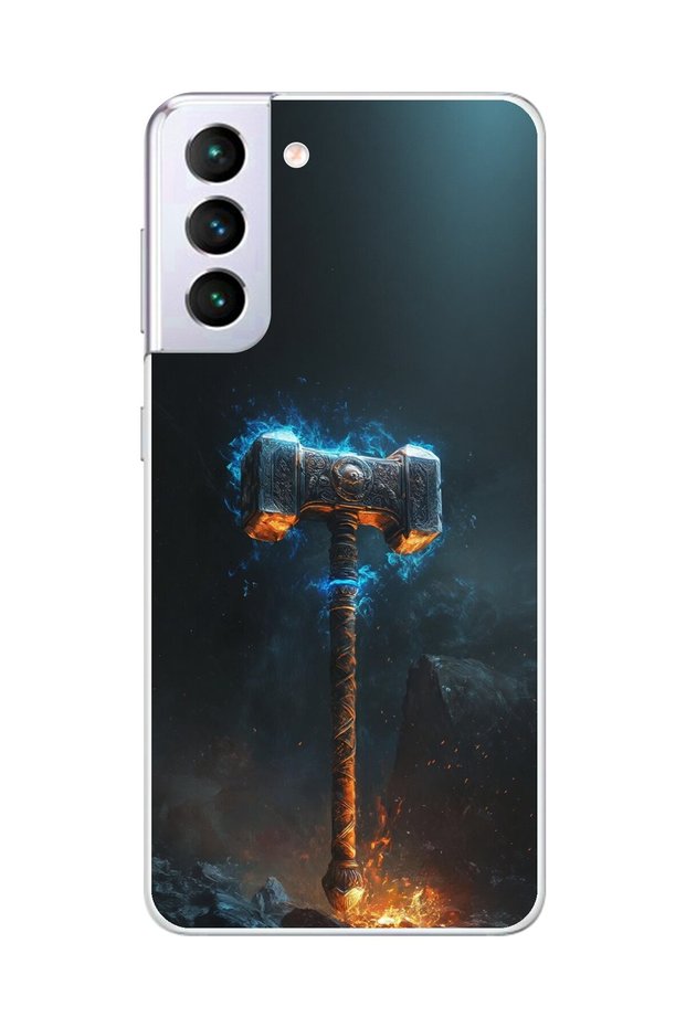 حافظة شفافة متوافقة مع هاتف Samsung Galaxy S21+ بتصميم مطرقة