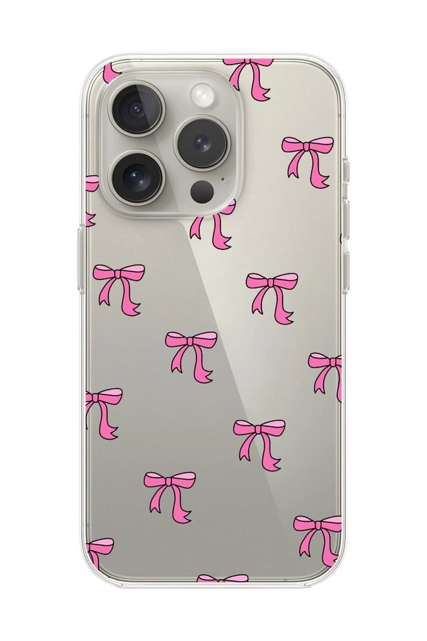 iPhone 15 Pro Max Compatible Transparent Case with Ribbon 3 Designs