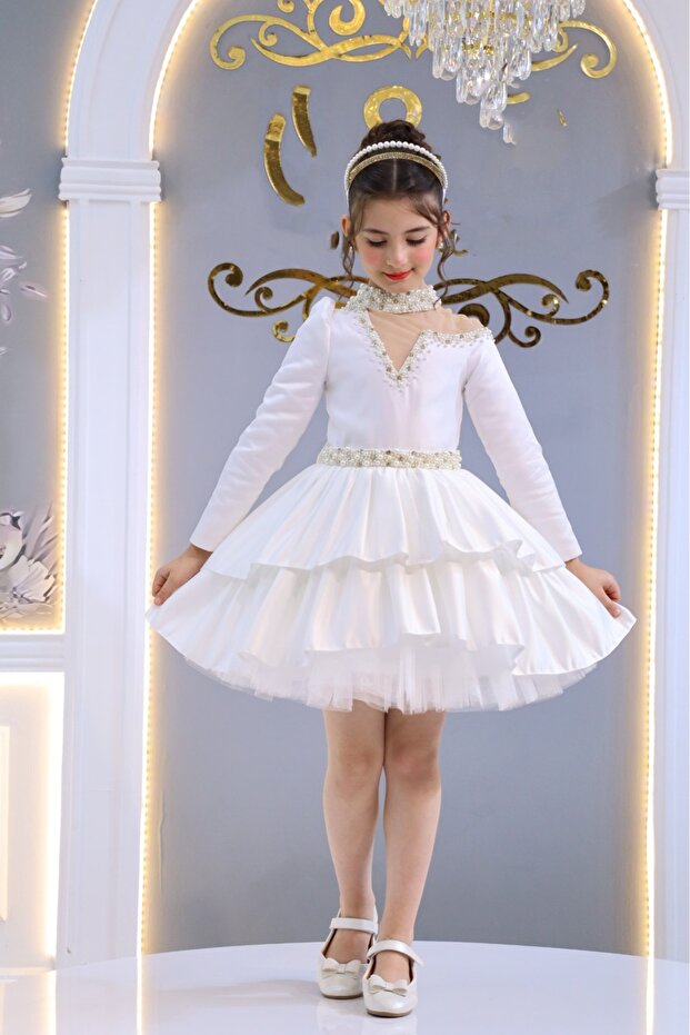 Kız Çocuk Tek Kol Abiye Elbise - 1