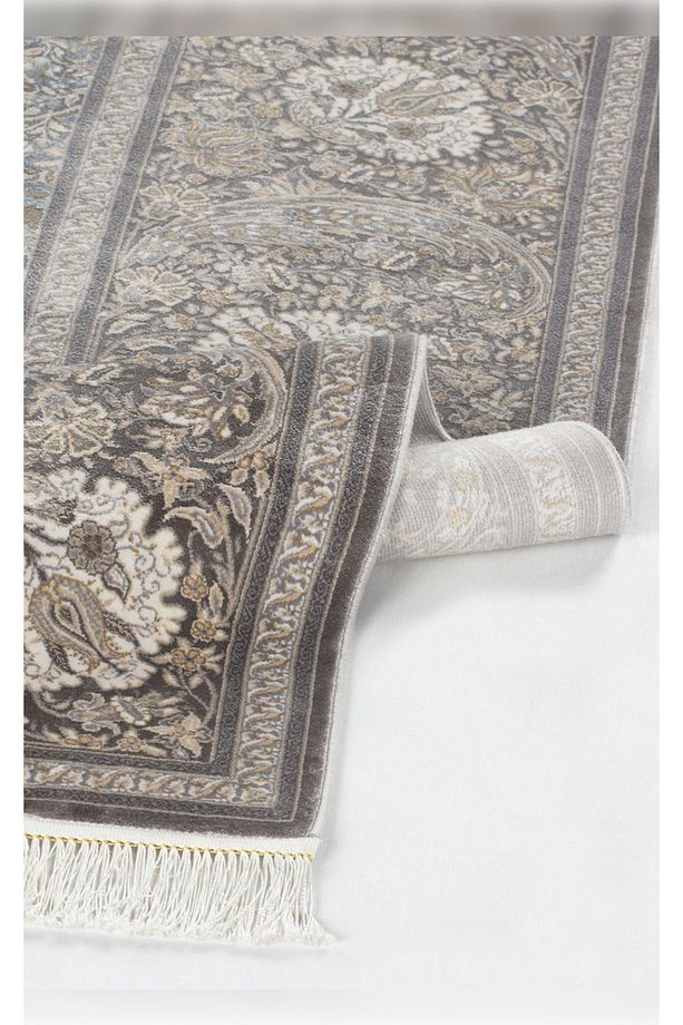Halı Vendom Palace 5441 Gri Krem Yumuşak Dokulu Viskon ve Bambu 120 Tarak İpek Halı - 2