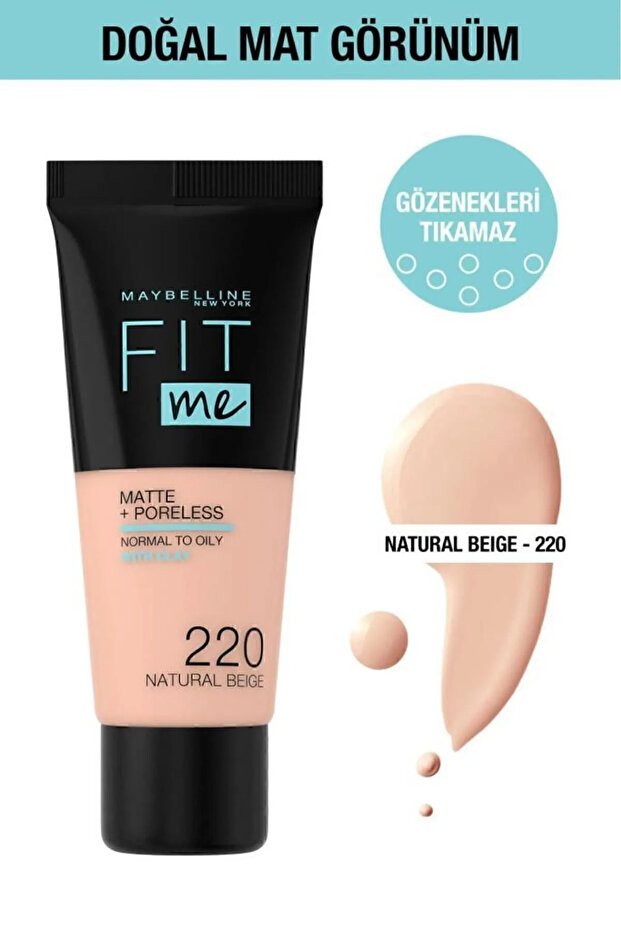 Maybelline New York Fit Me Matte & Poreless Foundation - 220 Natural Beige - 30 ml