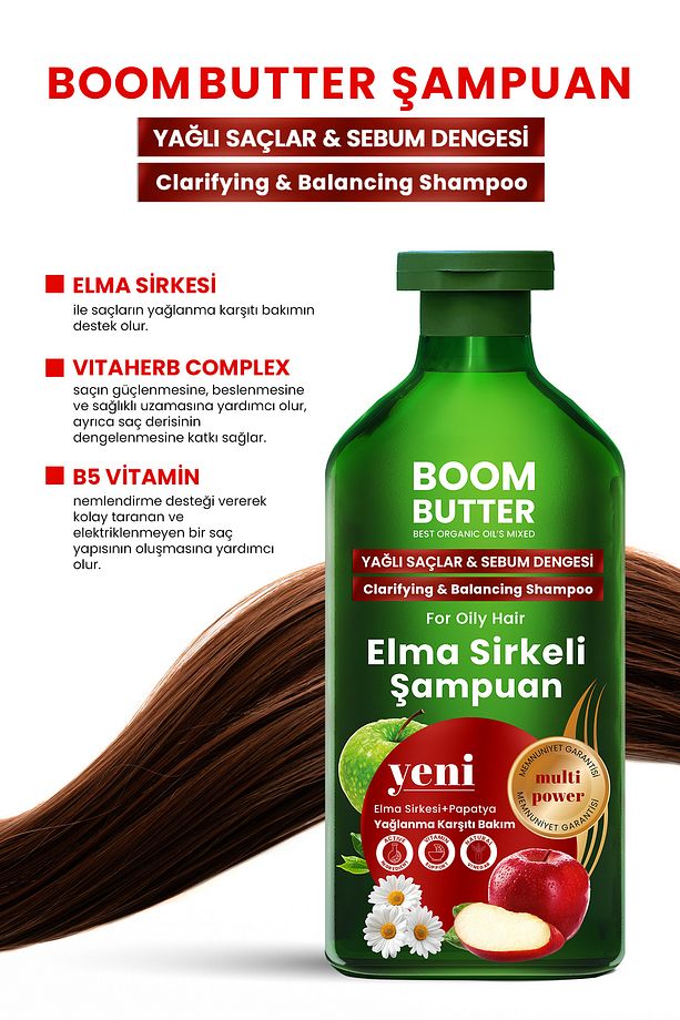 Yağlanma Karşıtı Elma Sirkeli Şampuan 400 ML - 6