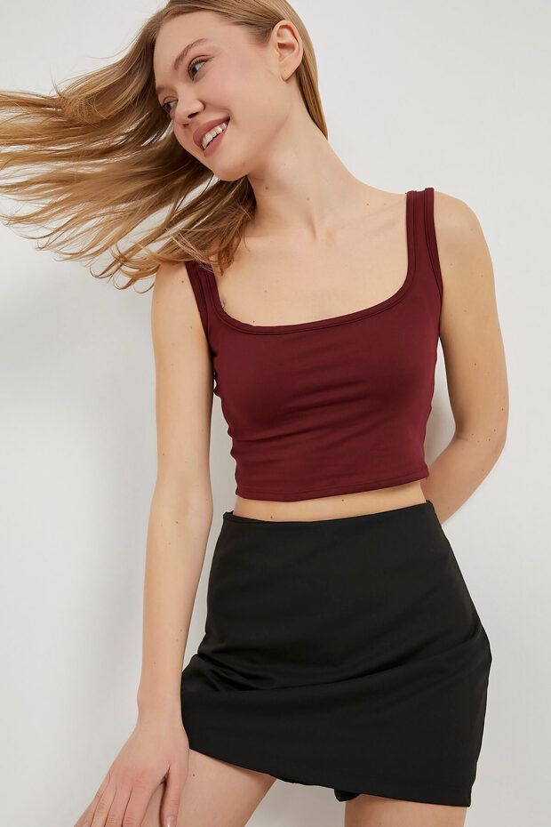 Kadın Basic Yazlık Esnek Siyah Mini Şortlu Etek - 1