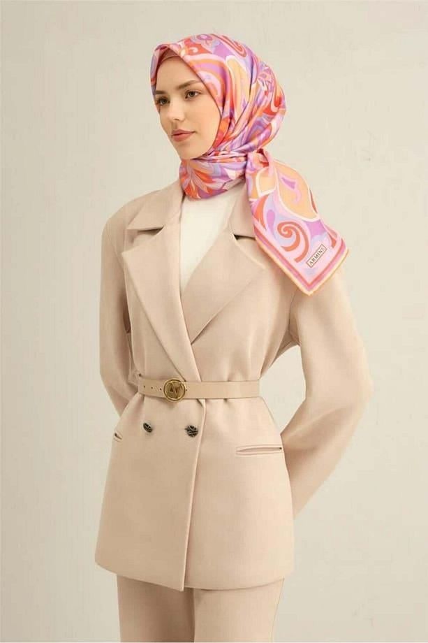 ARMİNE DESENLİ SAF İPEK TWİLL EŞARP 9323 - 3