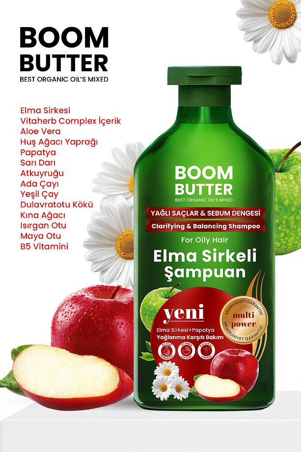 Yağlanma Karşıtı Elma Sirkeli Şampuan 400 ML - 3