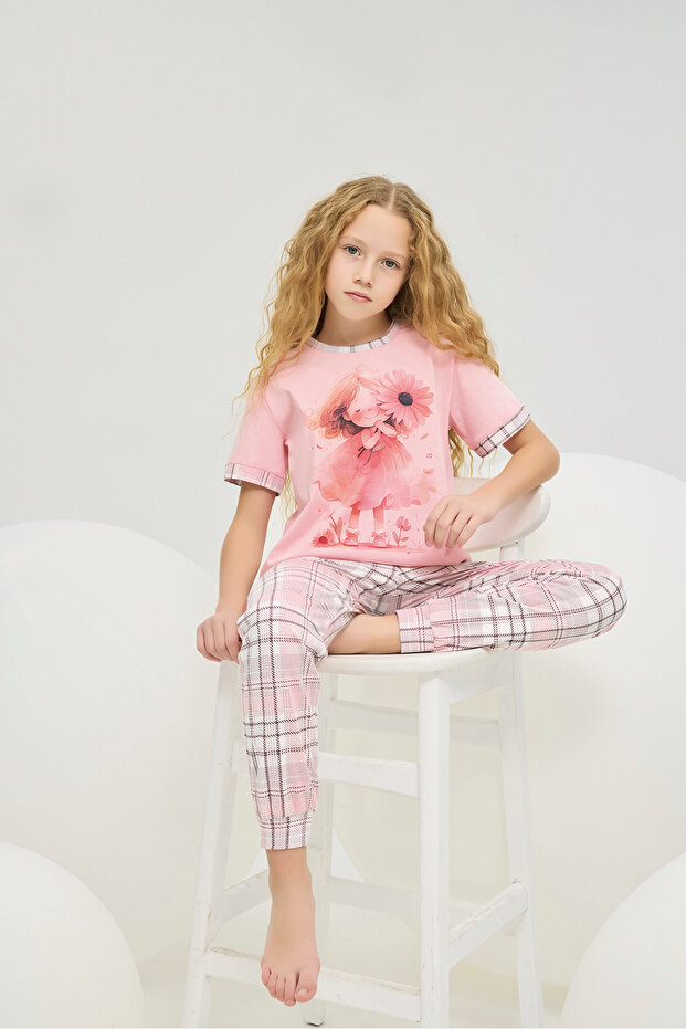 8849 Girl's Printed Pajama Suit