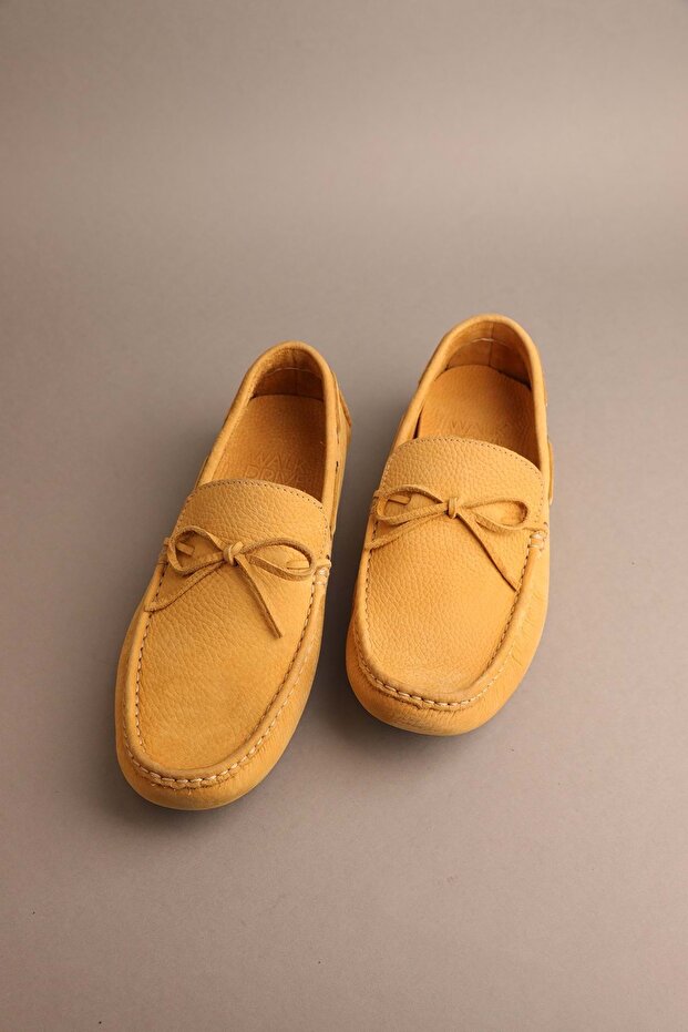 Męskie skórzane klasyczne mokasyny pomarańczowe model 42 - 2