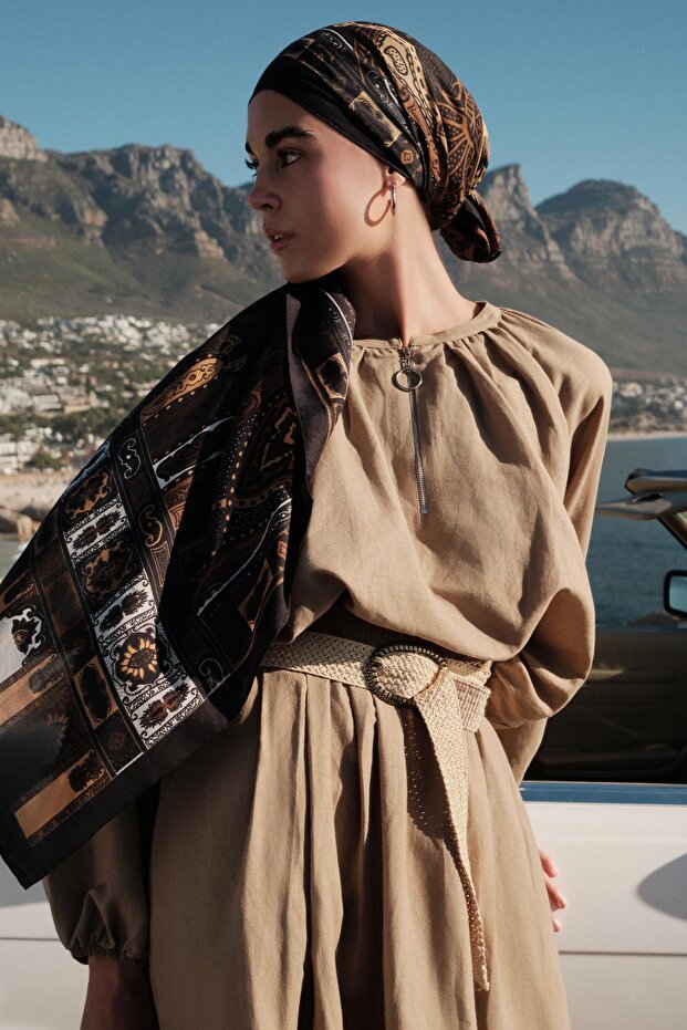 Deep Karamel Early İpek Şal - 1