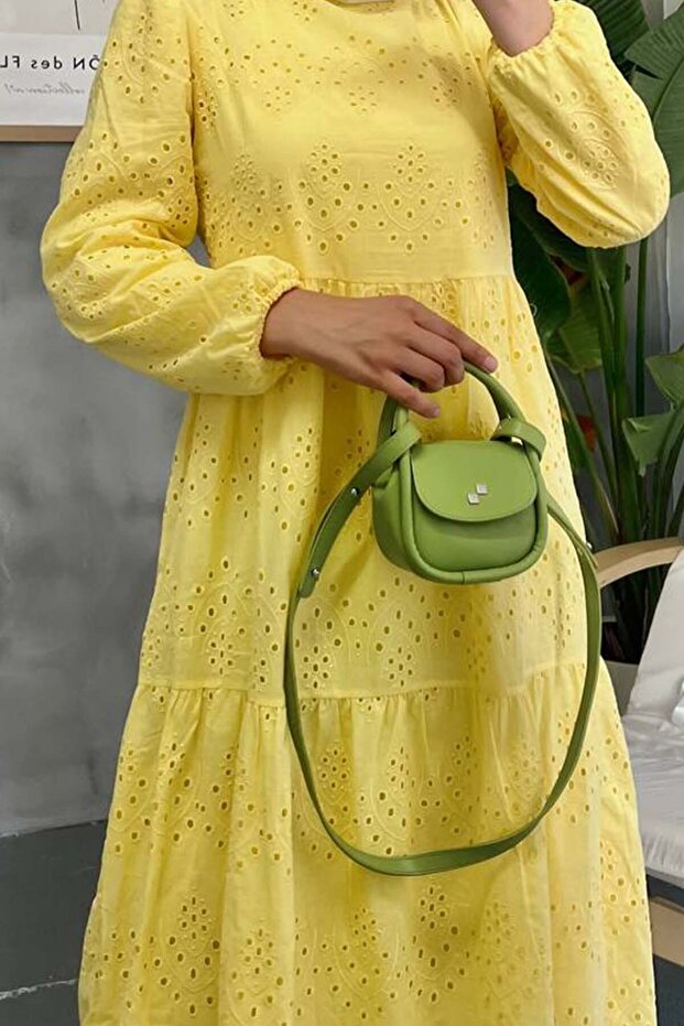 Dantelli Elbise Limon Sarısı 1073 - 3