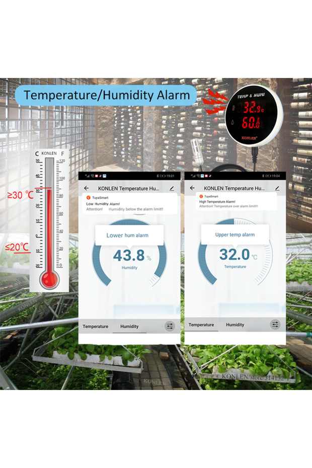 UK power plug Tuya WIFI Hygrometer Thermometer Temperature Humidity Sensor With 3 Meter External Pro - 3