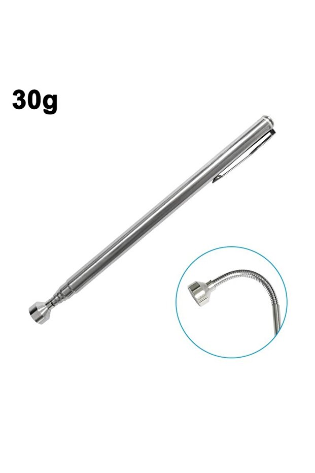 1PC Silver Portable Rotatable Silver Magnetic Pickup with Retractable Pen Clip Magnet Suction Rod Ha