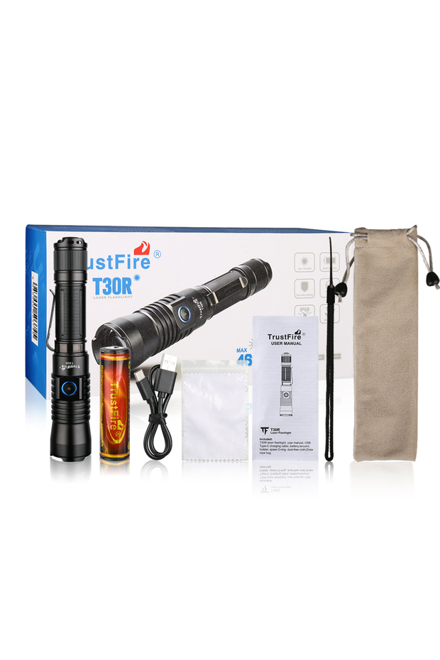 18650 CP.T30R-D Trustfire T30R LEP Tactical Flashlight 460 Lumens La-ser 1100M Beam Range Rechargea