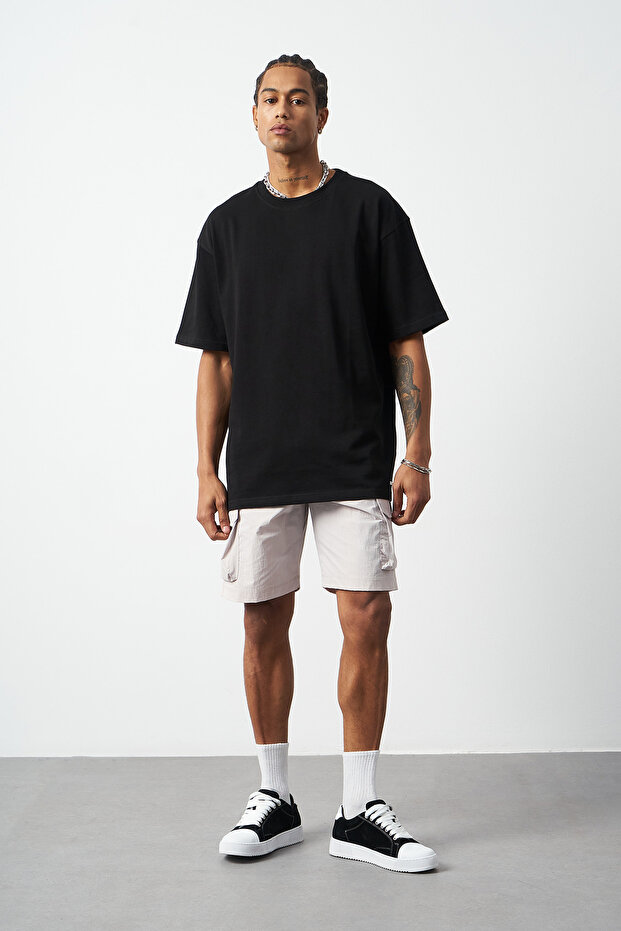 تي شيرت أساسي مميز مع تفاصيل خياطة كبيرة الحجم - 3