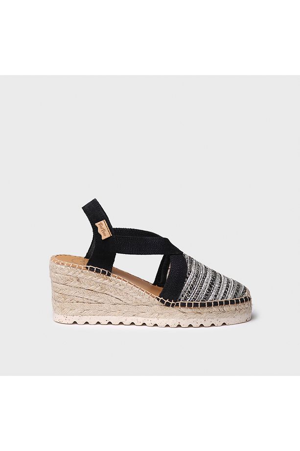 Terra Cl Kadın Siyah Gümüş Dolgu Topuk Espadril 1TONW2025139 - 1