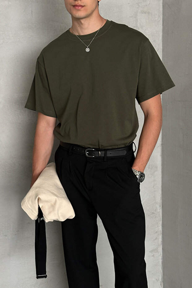 Erkek %100 Pamuk Oversize Basic T-shirt