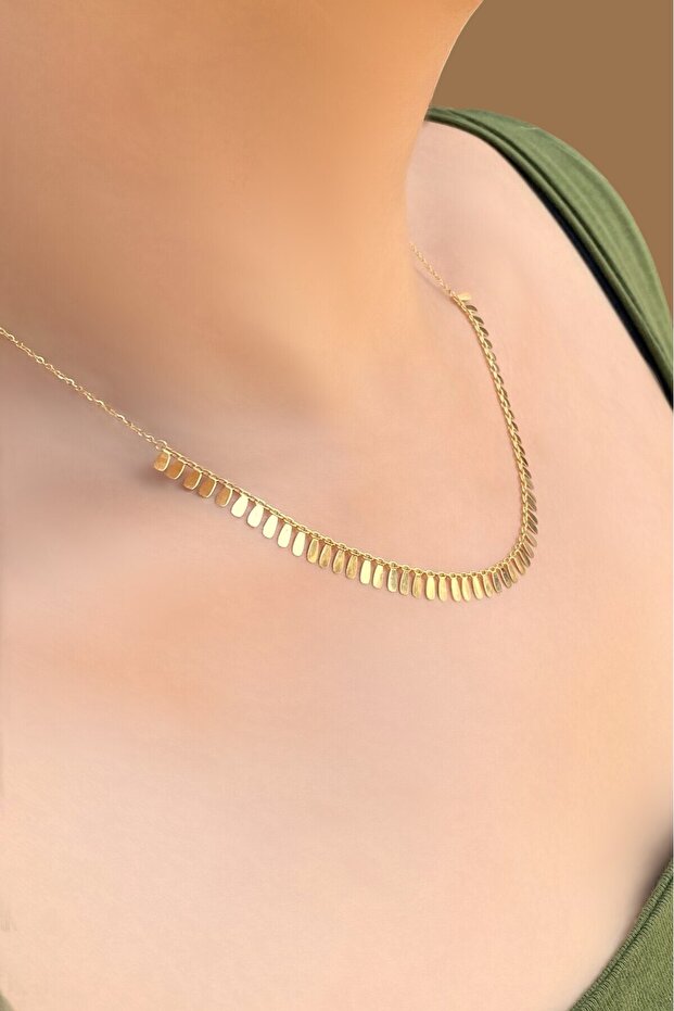 Plaka Pullu Altın Kolye - 2