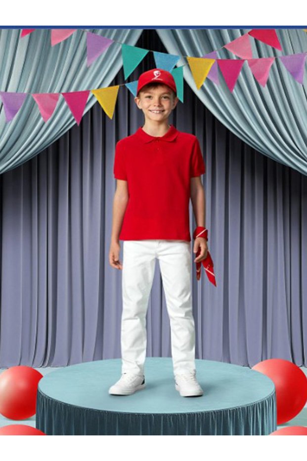 Red Polo Collar T-Shirt for Boys April 23 Children's Day S5Ce06Z429