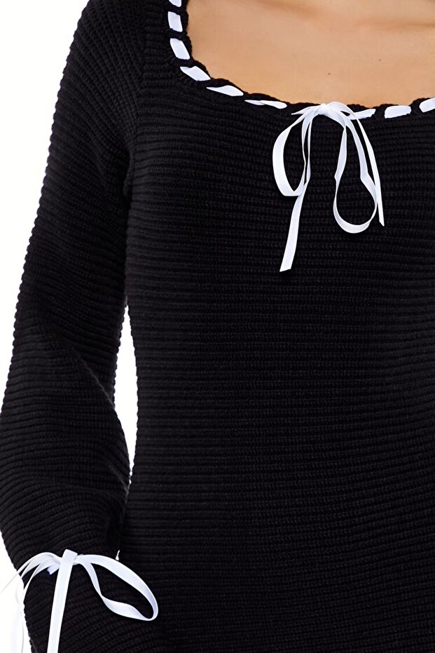 İp Detaylı Triko Mini Elbise - 3