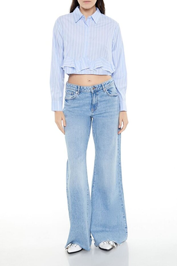 Çizgili Poplin Gömlek - 4